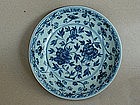 A Finely Late 15th Century Blue & White Dish