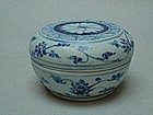A Rare Ming Blue & White Circular Box