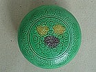 A Rare Green-Ground Yellow & Aubergine Cover Box