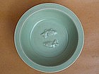 A Finely Small Longquan Celadon Twin Fish Dish