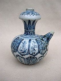 Elegant Shape Of Ming 15th Century Blue & White Kendi