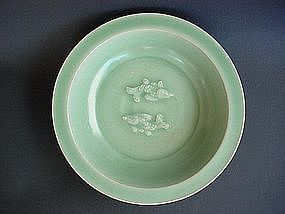 A Finely Longquan Celadon Twin Fish Dish