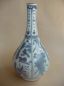 Blue & White Kraak Style Bottle Vase