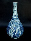 A Finely B/W Kraak Style Long Neck Bottle Vase