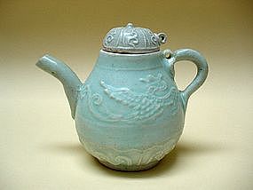 A Rare Yuan Dynasty Qingpai Ewer With Phoenix