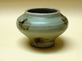 A Rare Small Celadon Jar With Iron-Brown Spotted