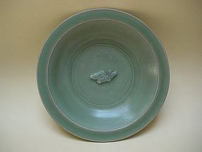 A Rare Longquan Celadon Dish With Single Fish