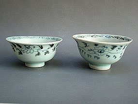 A Set Of Two Yuan Dynasty B/W Wine Cup