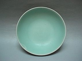 A Rare Longquan 'Powder Green' Glazed Celadon Dish