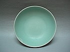 A Rare Longquan 'Powder Green' Glazed Celadon Dish