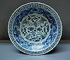 A Rare Example Of Ming B/W Large Dish With Four Fishes