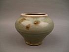 A Yuan Celadon Jarlet With Brown Spots