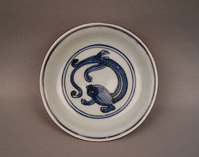 A Fine Late Ming Saucer Dish With Sea Dragon