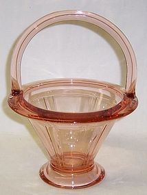 Heisey Flamingo Pink DOUBLE RIB and PANEL 6 In BASKET