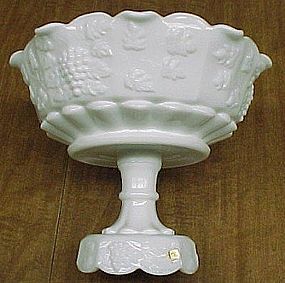 Westmoreland Milk Glass PANELED GRAPE 9 In COMPORT
