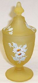 Westmoreland Yellow COLONIAL Daisy CANDY DISH w/Lid