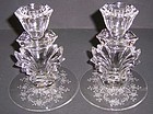 Fostoria Crystal MEADOW ROSE 2496 FANCY CANDLE STICKS