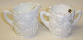 Westmoreland OLD QUILT Small CREAMER and SUGAR BOWL