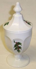 Westmoreland Milk Glass COLONIAL Holly CANDY DISH with LID
