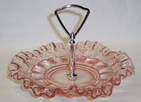 Westmoreland Pink PANELED GRAPE 8 Inch Handled TRAY
