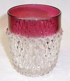 Indiana Ruby Flashed DIAMOND POINT 9 Oz WATER TUMBLER