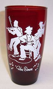 Anchor Hocking Fire King Royal Ruby HOE DOWN Tumbler