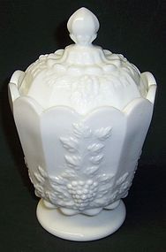 Westmoreland Milk Glass PANELED GRAPE Small CANISTER