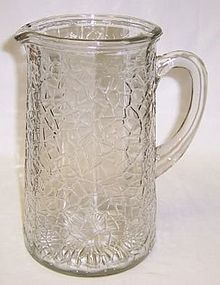 Federal Crystal JACK FROST CRACKLED 8 1/4 Inch PITCHER