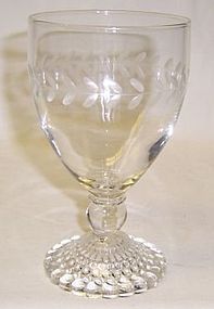 Anchor Hocking Fire King Crystal BUBBLE Cut LAUREL BAND GOBLET