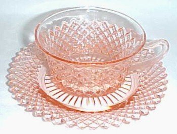 Pink American Sweetheart Depression Glass Cup and Saucer