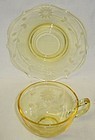 Lancaster Depression Glass Yellow JUBILEE CUP and SAUCER