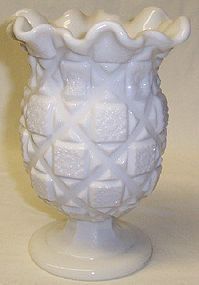 Westmoreland Milk Glass OLD QUILT 6 1/2 Inch RUFFLED TOP VASE