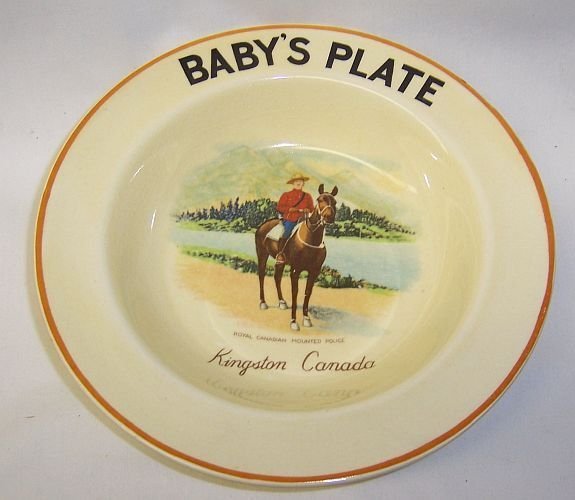 Dovey Pottery England ROYAL CANADIAN MOUNTED POLICE BABY PLATE