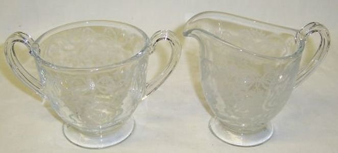 Fostoria Crystal ROMANCE CREAMER and SUGAR BOWL Set