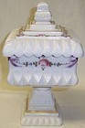 Westmoreland Milk Glass ROSES and BOWS 8 Inch Square WEDDING JAR