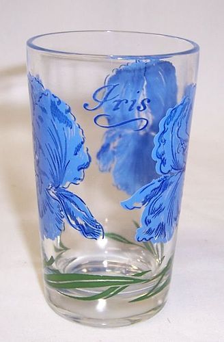 Unknown Maker Vintage PEANUT BUTTER 3 3/4 JUICE GLASS - Blue IRIS