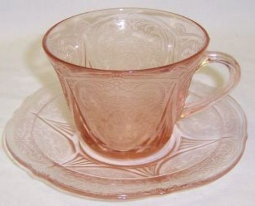 Hazel Atlas Pink ROYAL LACE Depression CUP and SAUCER