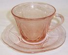Hazel Atlas Pink ROYAL LACE Depression CUP and SAUCER