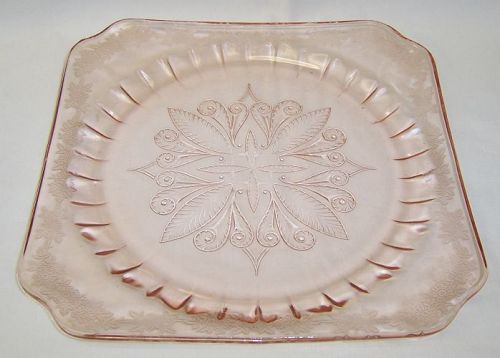 Jeannette Pink ADAM Depression Glass 9 Inch Square DINNER PLATE