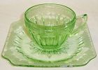 Jeannette Depression Glass Green ADAM CUP and SAUCER