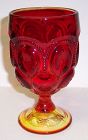 Smith Glass Red Amberina MOON and STARS 6 Inch WATER GOBLET