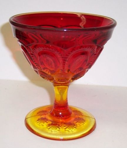 Smith Glass Red Amberina MOON and STARS 4 1/4 Inch SHERBET