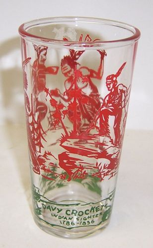 DAVY CROCKETT Indian Fighter 4 Inch JUICE GLASS or TUMBLER