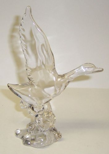 A. H. Heisey and Co. Crystal WINGS UP MALLARD DUCK - Signed