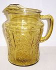 Federal Glass Amber SHARON CABBAGE ROSE 8 3/4 Inch ICE LIP PITCHER
