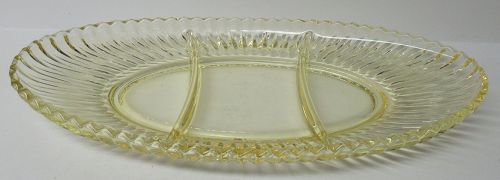 Duncan and Miller Sahara Yellow RADIANCE Three-Part RELISH TRAY
