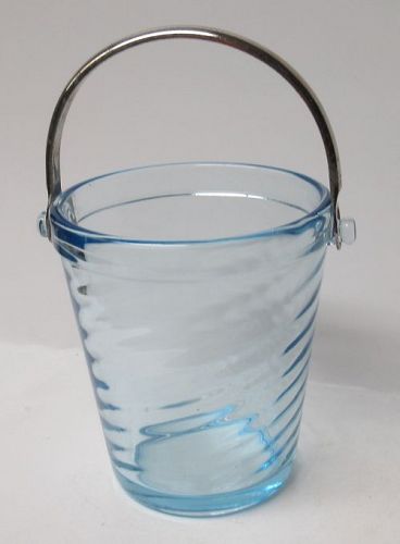 Fostoria Glass Azure Blue SPIRAL OPTIC #2378 3 1/2 In SUGAR PAIL