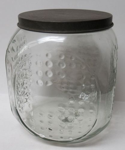 Vintage Clear Glass RAISED DOTS Gallon COOKIE or COFFEE STORE JAR