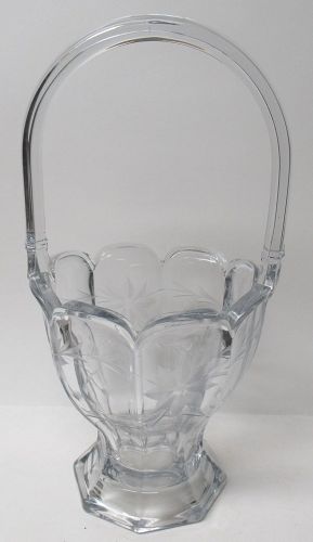 Heisey Crystal COLONIAL FLORAL ETCHED 12 3/4 In HANDLED BASKET