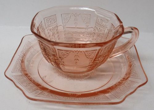 Hocking Depression Glass Pink PRINCESS Cup and SAUCER